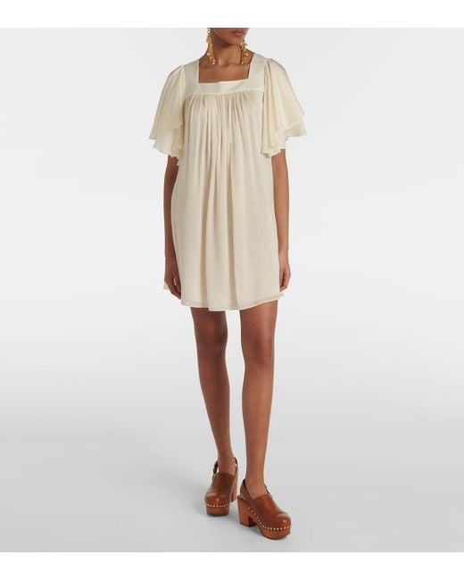 Chloé Natural Ro33 Silk Minidress