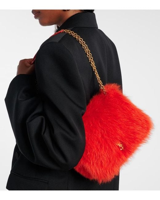 Saint Laurent Red Jamie 4.3 Mini Shearling Shoulder Bag