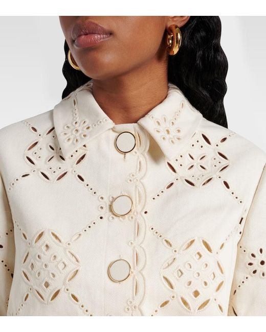 Veronica Beard Natural Cropped-Jacke Adelaide Aus Baumwolle