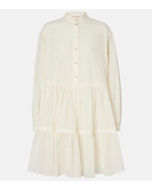 Valentino White Broderie Anglaise Cotton Shirt Dress
