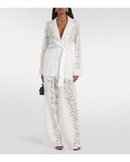 Chaqueta de encaje con lazada Dolce & Gabbana de color White