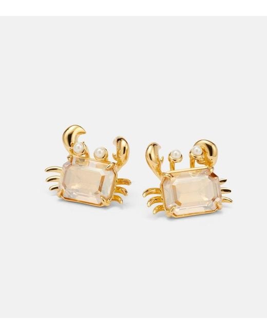 Oscar de la Renta Metallic Crab Embellished Earrings