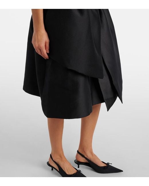 ShuShu/Tong Black Bow-Detail Midi Dress