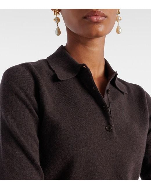 Dolce & Gabbana Brown Cashmere Polo Sweater