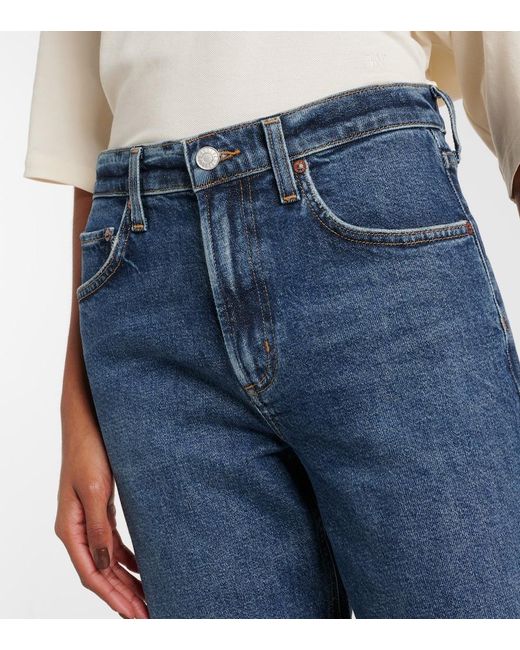 Agolde Blue Valen Mid-Rise Straight Jeans