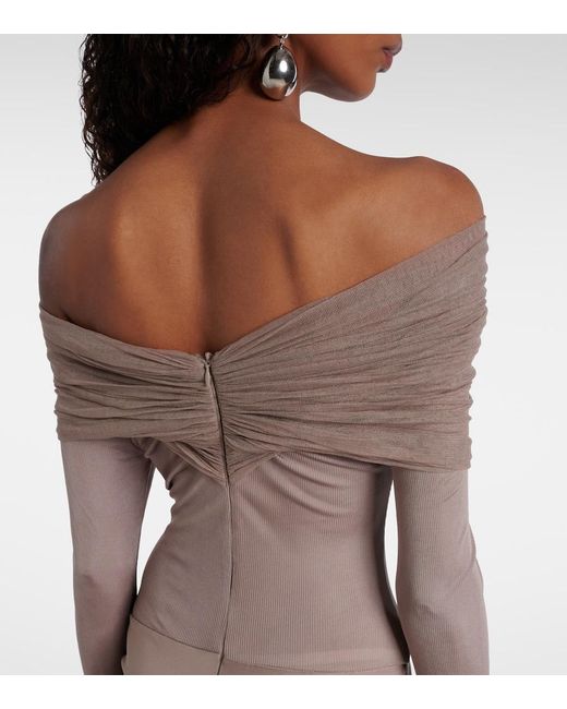 Christopher Esber Natural Sonora Off-Shoulder Jersey Gown
