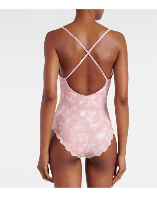 Marysia Swim Pink North Maillot Floral Scalloped Swimsuit