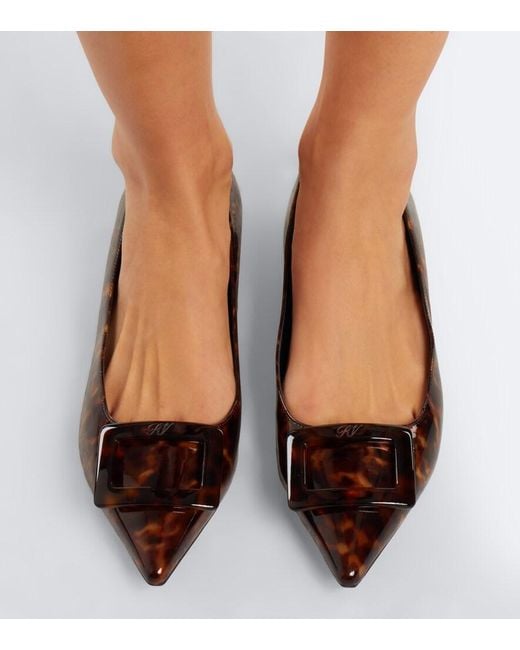 Roger Vivier Black Gommettine Patent Leather Ballet Flats