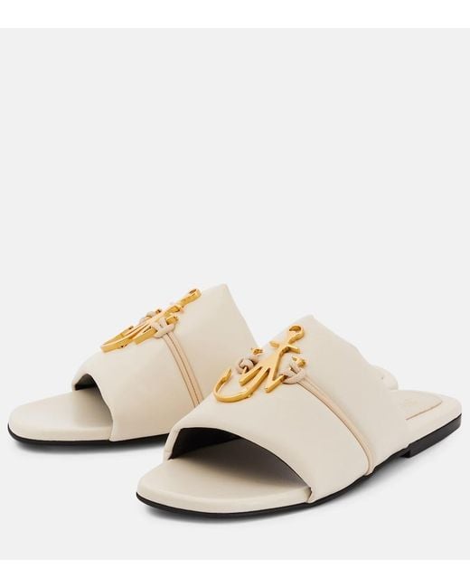 J.W. Anderson White Anchor Leather Slides