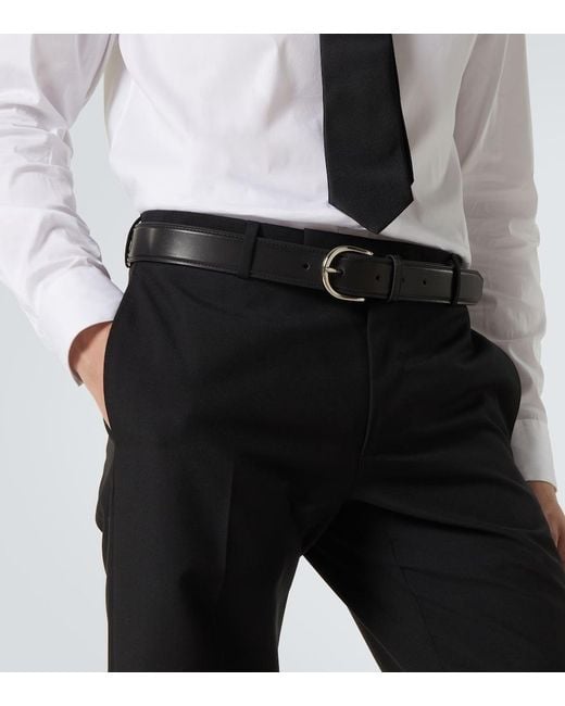 George Cleverley Black Leather Belt for men