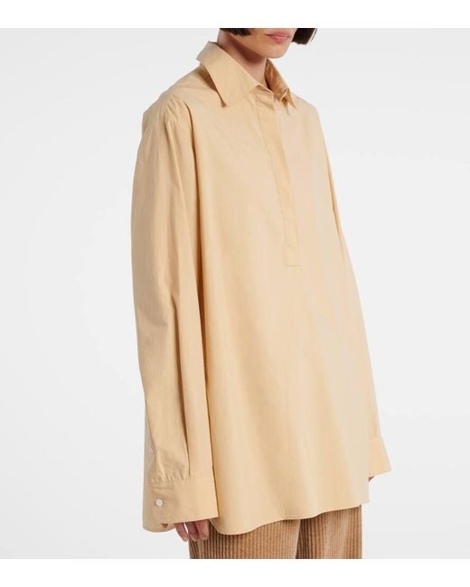 Camisa Margan De Popelin De Algodon The Row de color Natural