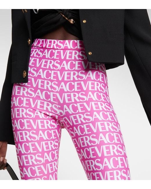 Versace Pink Logo Printed leggings