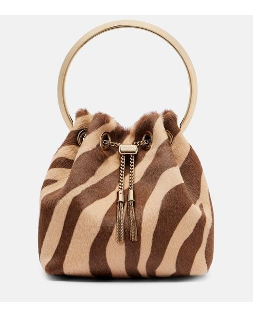 Jimmy Choo Brown Bon Bon Small Calf Hair Bucket Bag
