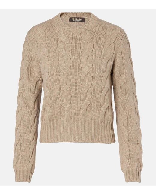 Loro Piana Natural Napier Cable-Knit Cashmere Sweater