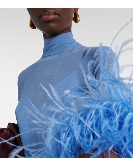 Miniabito Gina Spirito con piume di ‎Taller Marmo in Blue