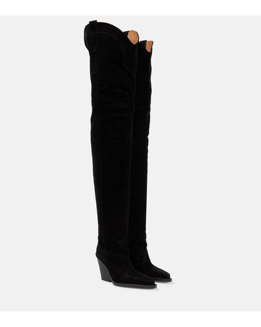 Paris Texas Suede Overtheknee Cowboy Boots in Black Lyst