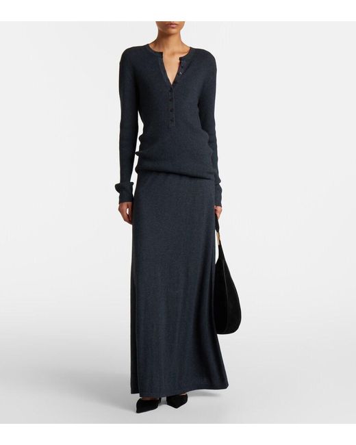 Lisa Yang Black Adrienne Cotton And Cashmere Midi Skirt
