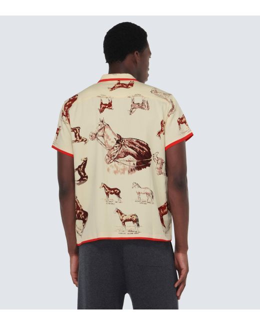 Bode Natural Equine Printed Bowling Shirt for men