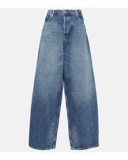 AG Jeans Blue Mari High-rise Wide-leg Jeans