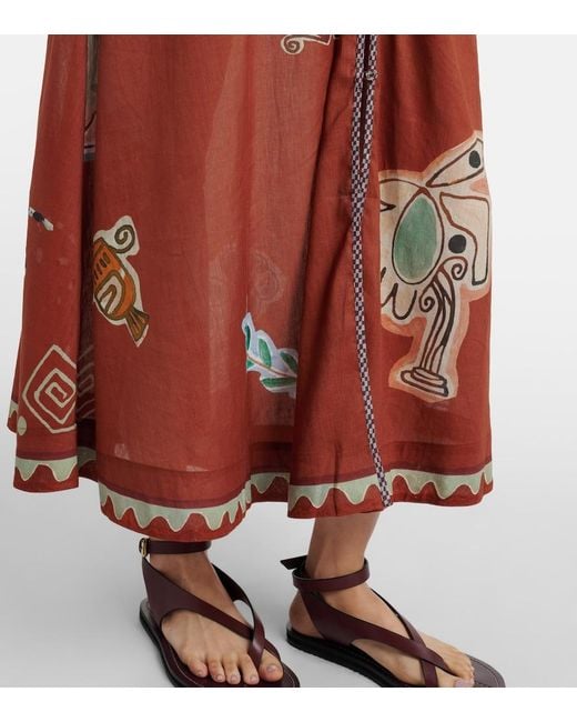 ALÉMAIS Red X Lrnce Laurence Ramie And Cotton Maxi Dress