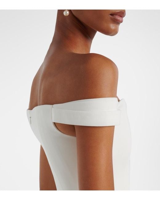 Alex Perry White Bridal Off-Shoulder-Robe Aus Crepe