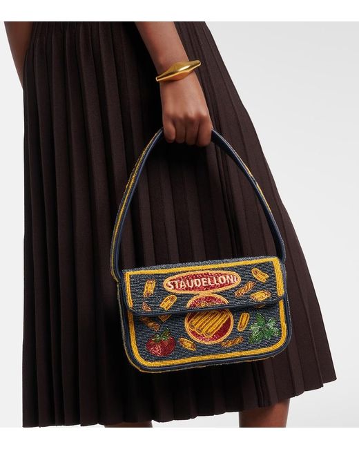 Borsa A Spalla Tommy Small Con Perline di Staud in Blue