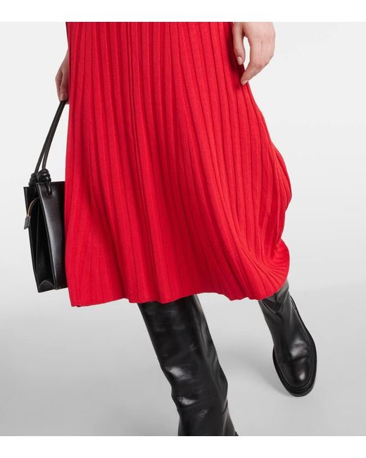 Joseph Red Ribbed-knit Maxi Dress