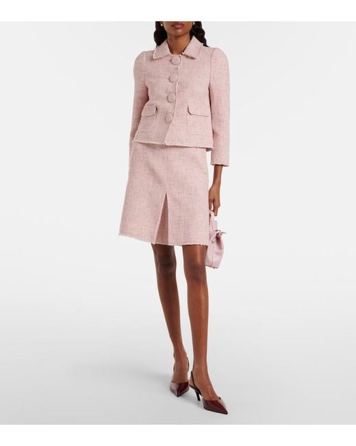 ShuShu/Tong Pink Belted Cotton-Blend Tweed Pencil Skirt