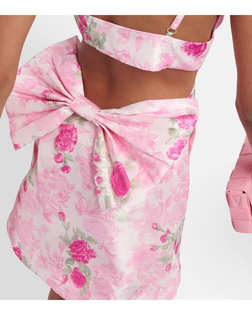 Vestido corto Till floral con abertura LoveShackFancy de color Pink