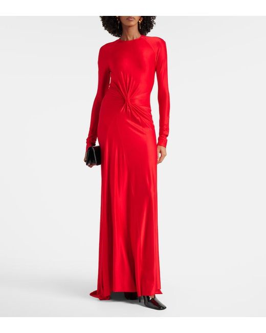 Victoria Beckham Gathered Jersey Maxi Dress