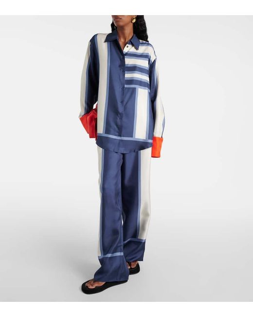 Pantalones Palazzo Dazed De Seda Estampados Sir de color Blue