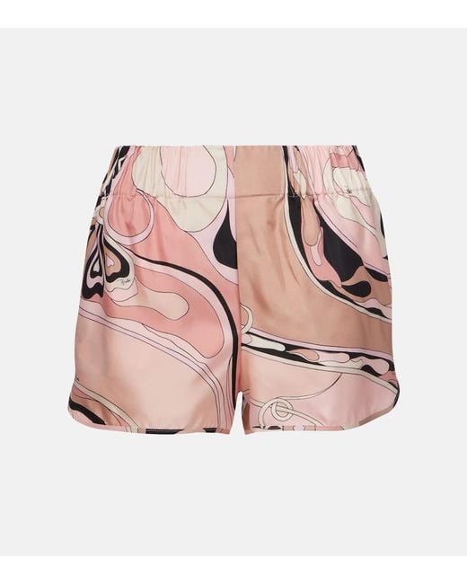 Emilio Pucci Pink Orchidee Silk Twill Shorts