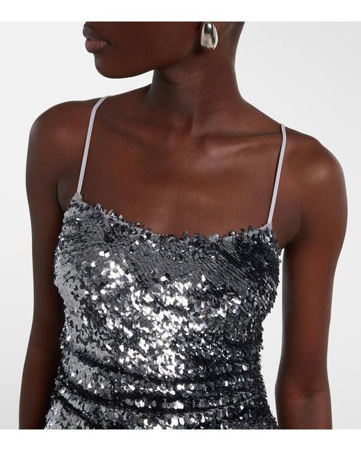 JACQUES WEI Purple Sequined Paneled Maxi Dress