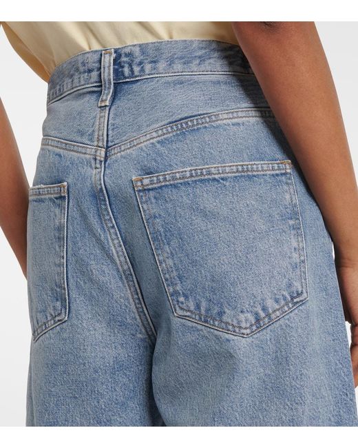 Agolde Blue Low Curve Mid-Rise Wide-Leg Jeans