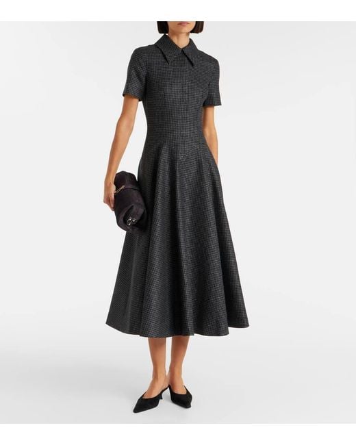 Robe Midi Jody En Laine Melangee A Carreaux Emilia Wickstead en coloris Black
