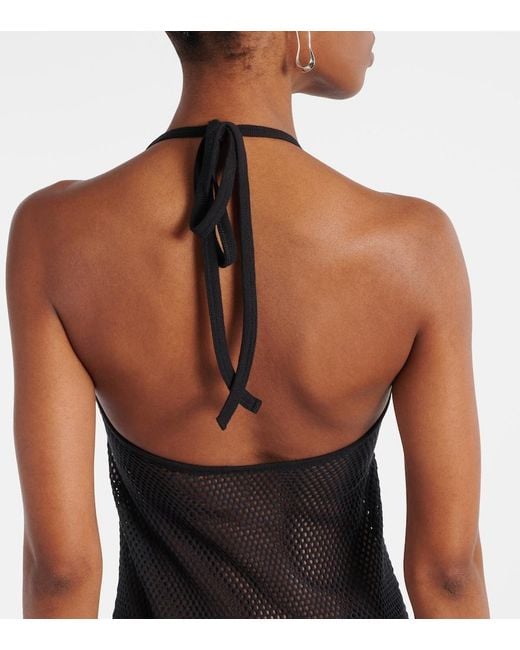 Courreges Black Holistic Sheer Cotton Midi Dress