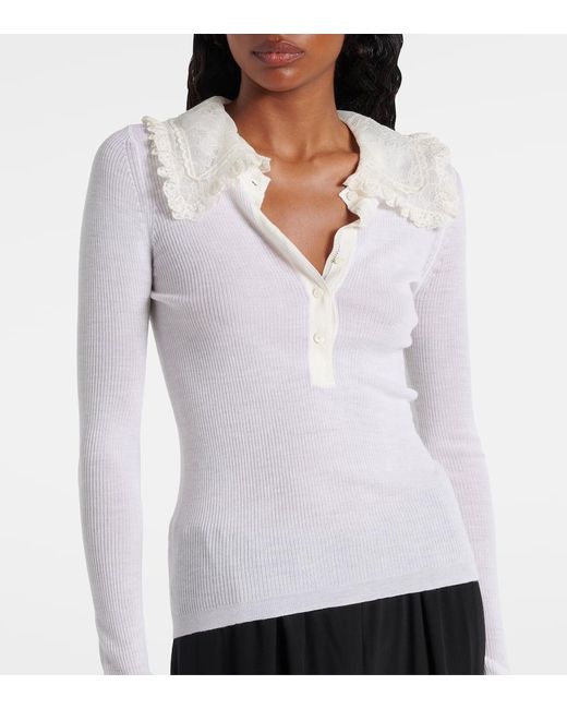 Chloé White Henley-Top Aus Wolle