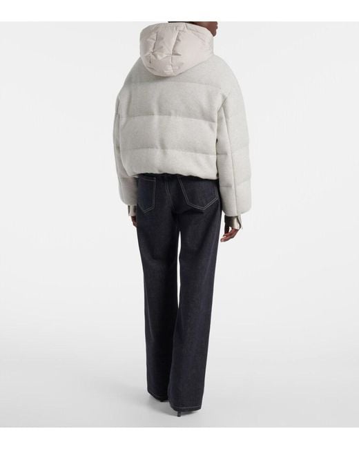 Brunello Cucinelli Gray Cashmere-Blend Down Jacket
