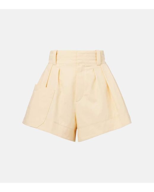 Short A Taille Haute En Coton Chloé en coloris Natural