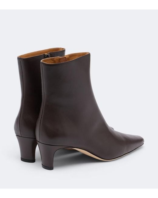 Staud Brown Wally Leather Ankle Boots