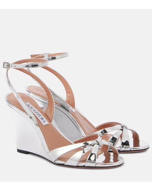 Aquazzura Metallic Tati 85 Wedge Sandals