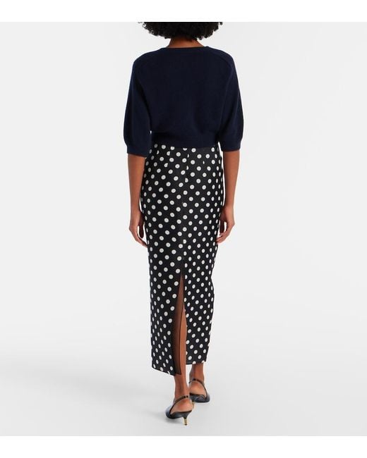 Khaite Black Winton Polka-Dot High-Rise Silk Maxi Skirt