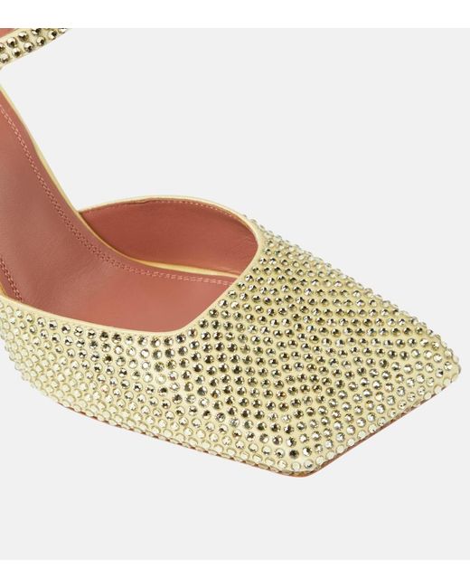 AMINA MUADDI Natural Charlotte 95 Crystal-Embellished Satin Pumps