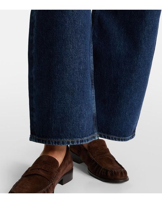 Agolde Blue Low Curve Cropped Mid-Rise Barrel-Leg Jeans