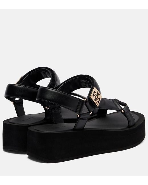 Tory Burch Black Plateausandalen Mellow Aus Leder