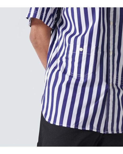 Junya Watanabe Blue X Carhartt Striped Cotton Bowling Shirt for men