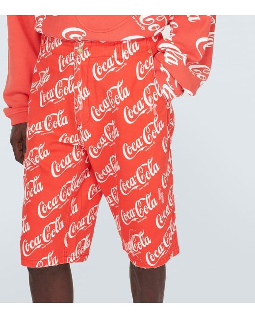 ERL Bedruckte Bermuda-Shorts Aus Baumwoll-Canvas in Red für Herren