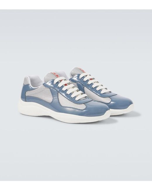 Prada Blue America's Cup Patent Leather Sneakers for men