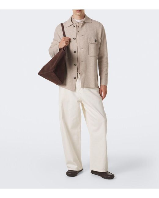 Allude Natural Knitted Wool And Cashmere Cardigan for men