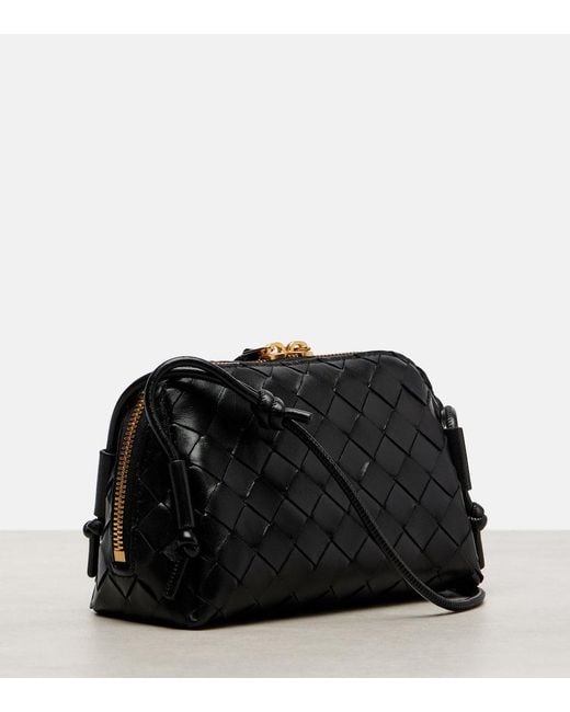 Bottega Veneta Black Concert Mini Intrecciato Leather Pouch
